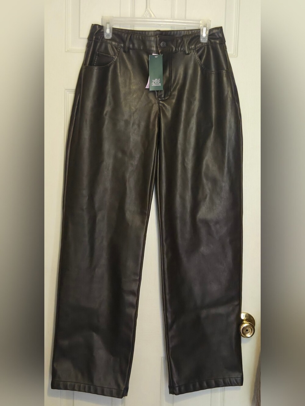 Wild Fable NWT Black Faux Leather Straight Leg Pants Size 6